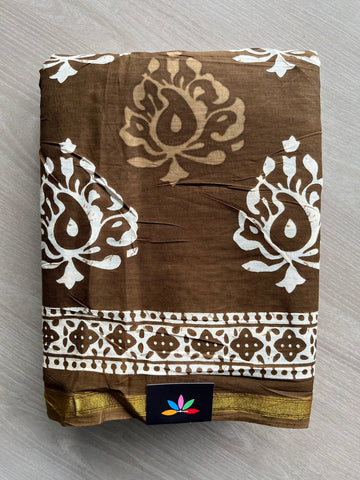 Screen Printed Chanderi Cotton Saree  - 34476