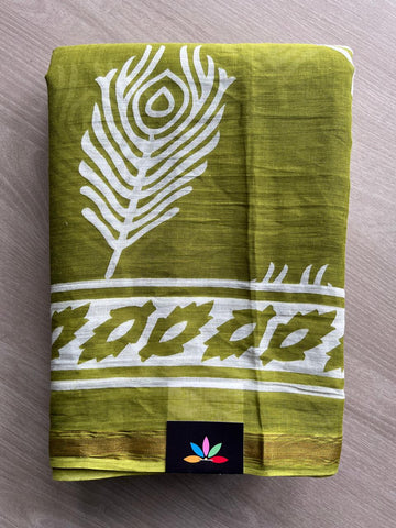 Screen Printed Chanderi Cotton Saree  - 34477