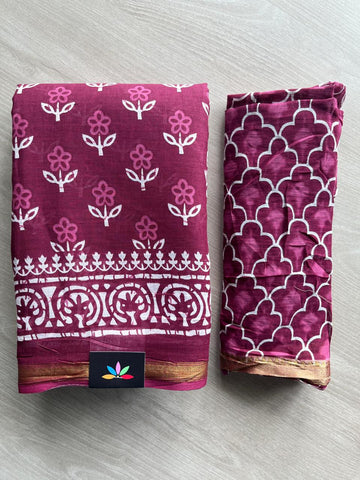 Screen Printed Chanderi Cotton Saree - 34478