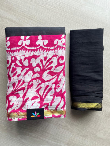 Screen Printed Chanderi Cotton Saree - 34479