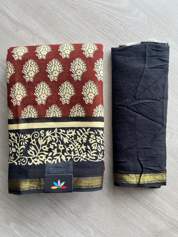 Screen Printed Chanderi Cotton Saree - 34480