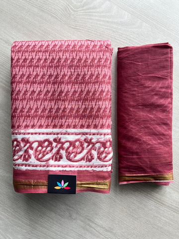 Screen Printed Chanderi Cotton Saree - 34481