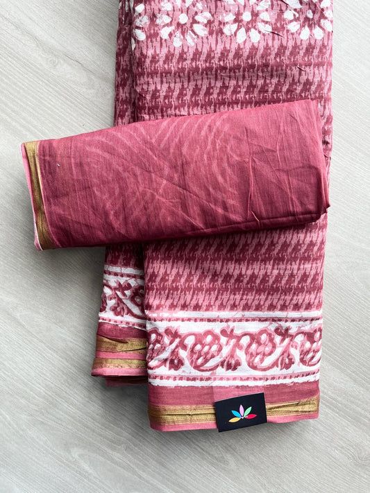 Screen Printed Chanderi Cotton Saree - 34481