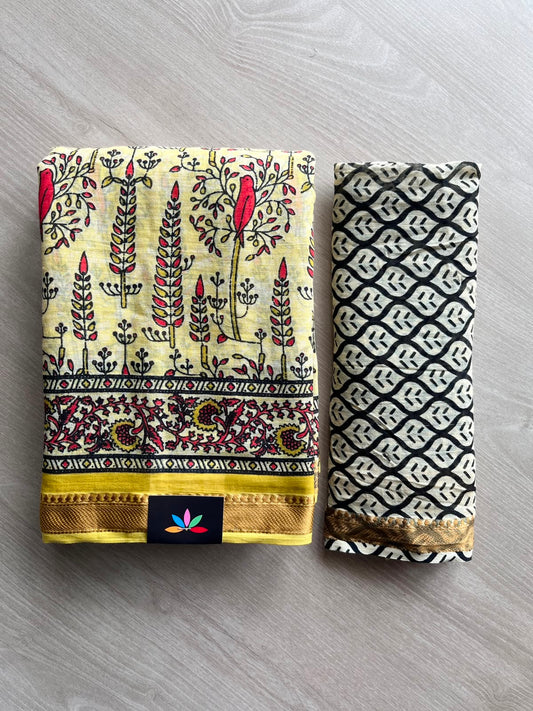 Screen Printed Chanderi Cotton Saree - 34486
