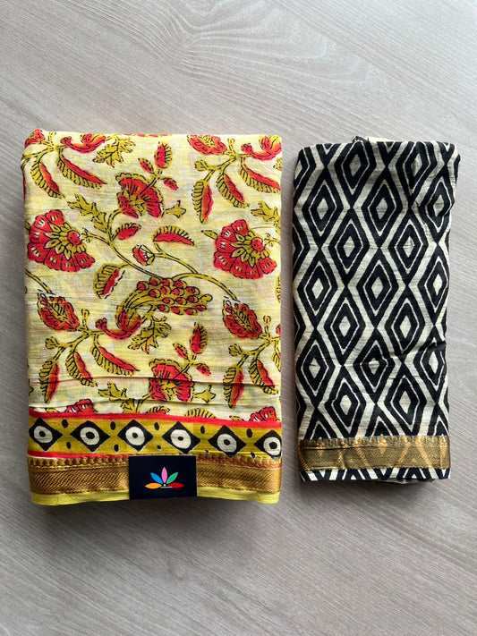 Screen Printed Chanderi Cotton Saree - 34491