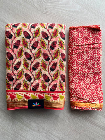 Screen Printed Chanderi Cotton Saree - 34493