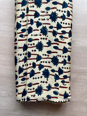 Natural Dyed Ajrakh Handblock Printed Modal Silk Fabric - 34494