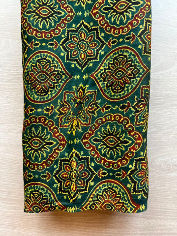 Natural Dyed Ajrakh Handblock Printed Modal Silk Fabric - 34501
