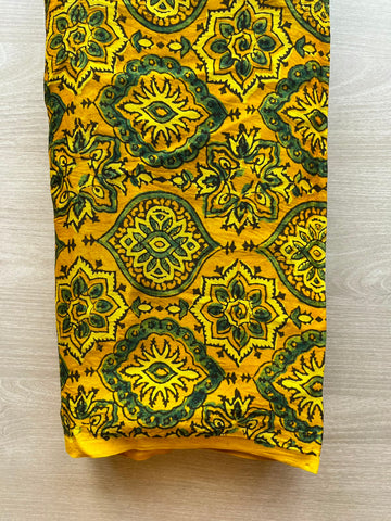 Natural Dyed Ajrakh Handblock Printed Modal Silk Fabric - 34502