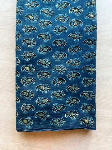 Natural Dyed Ajrakh Handblock Printed Cotton Fabric -34504