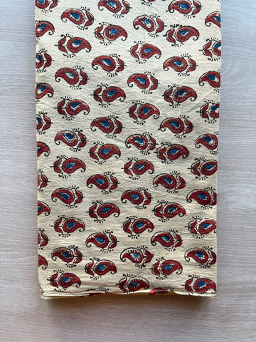 Natural Dyed Ajrakh Handblock Printed Cotton Fabric -34506