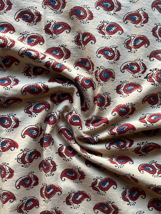 Natural Dyed Ajrakh Handblock Printed Cotton Fabric -34506