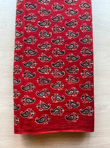 Natural Dyed Ajrakh Handblock Printed Cotton Fabric -34508