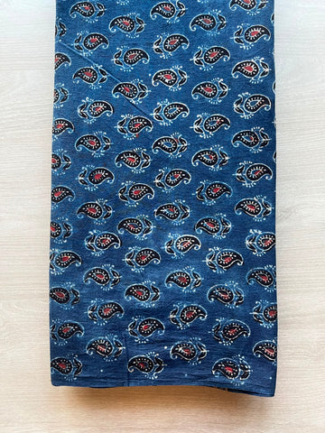 Natural Dyed Ajrakh Handblock Printed Cotton Fabric -34509