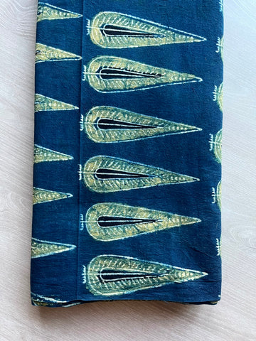 Natural Dyed Ajrakh Handblock Printed Cotton Fabric -34516
