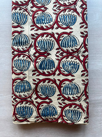 Natural Dyed Ajrakh Handblock Printed Cotton Fabric -34518