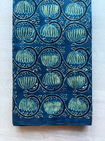 Natural Dyed Ajrakh Handblock Printed Cotton Fabric -34519