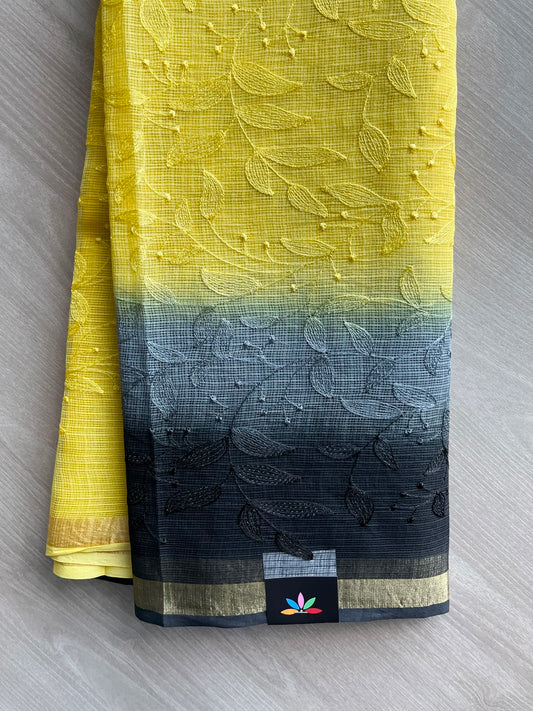 Tricolor Embroidered Kota Saree - 34651