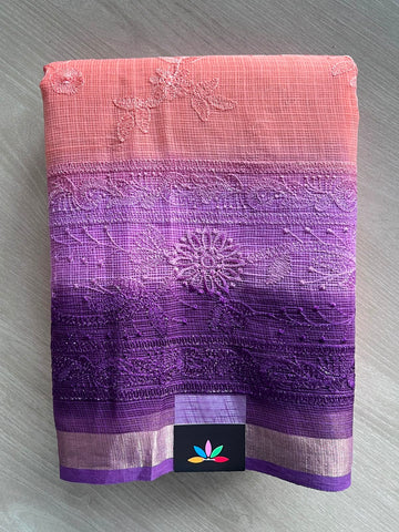 Tricolor Embroidered Kota Saree - 34652