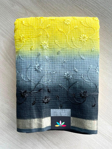 Tricolor Embroidered Kota Saree - 34653