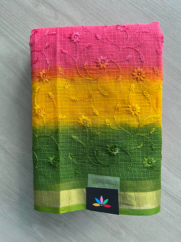 Tricolor Embroidered Kota Saree - 34654