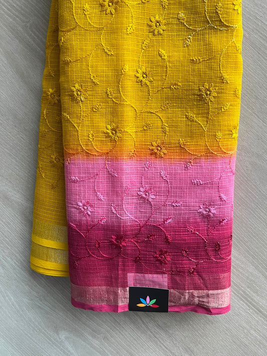 Tricolor Embroidered Kota Saree - 34655
