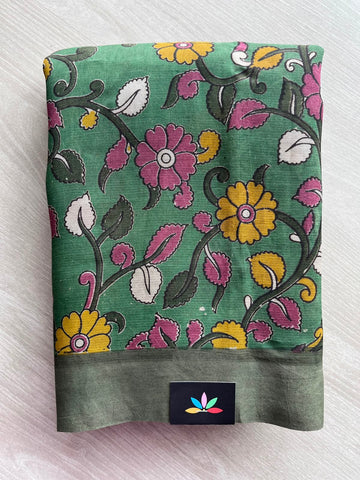 Kalamkari Printed Mangalagiri Cotton Silk Saree - 34787