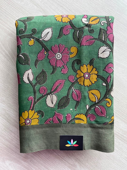 Kalamkari Printed Mangalagiri Cotton Silk Saree - 34787