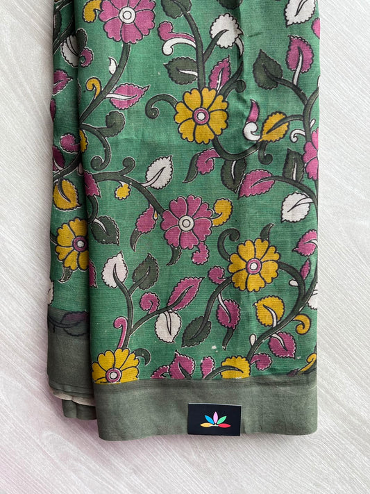 Kalamkari Printed Mangalagiri Cotton Silk Saree - 34787