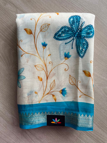 Digital Printed Mangalagiri Silk Cotton Saree - 34794