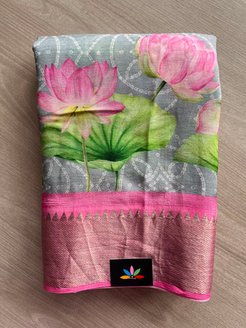 Digital Printed Mangalagiri Silk Cotton Saree - 34795
