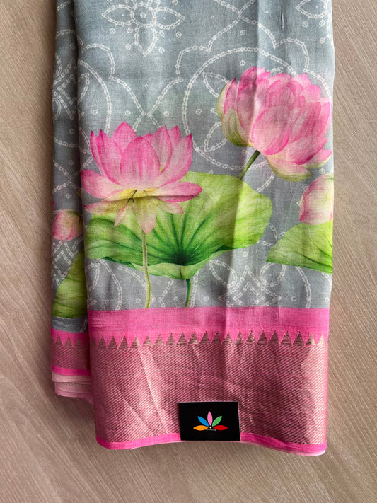 Digital Printed Mangalagiri Silk Cotton Saree - 34795
