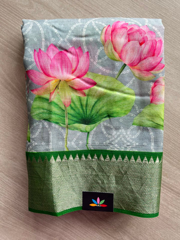 Digital Printed Mangalagiri Silk Cotton Saree - 34796