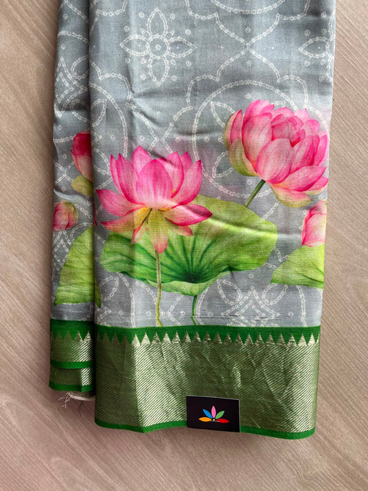 Digital Printed Mangalagiri Silk Cotton Saree - 34796