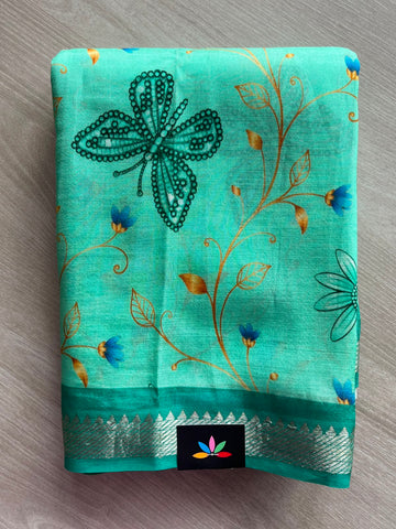 Digital Printed Mangalagiri Silk Cotton Saree - 34799