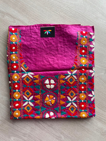 Hand Embroidered Tussar Silk Kurti Fabric -34803
