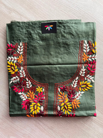 Hand Embroidered Tussar Silk Kurti Fabric -34806