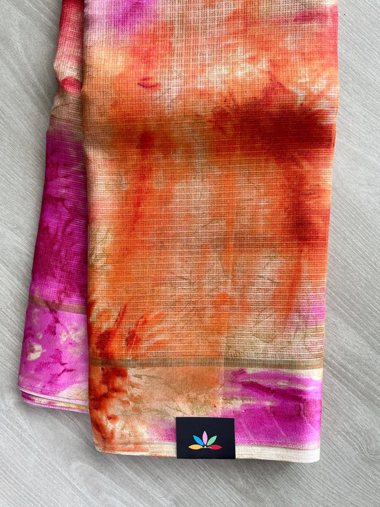 Multicolor Printed Mixed Silky Kota Saree with Satin Border - 35663_35664