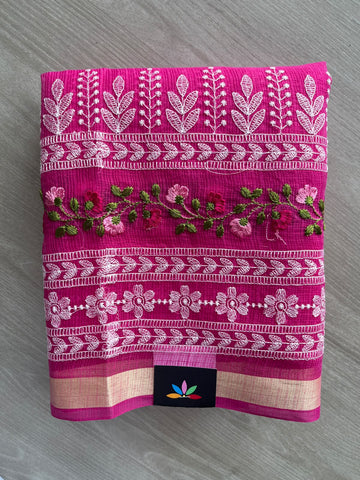 Machine Embroidered Blended Kota Saree - 35666