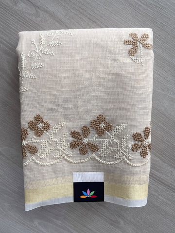 Machine Embroidered Blended Kota Saree - 35669