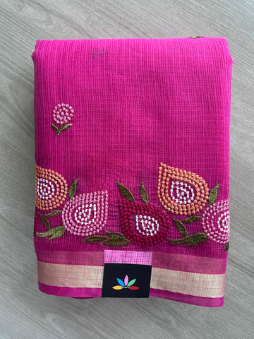 Machine Embroidered Blended Kota Saree - 35671