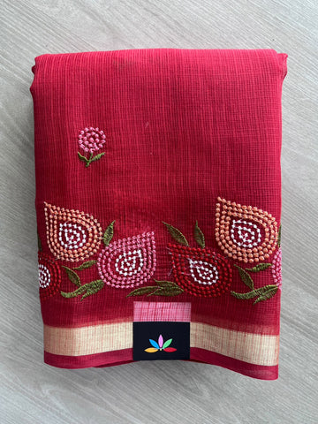 Machine Embroidered Blended Kota Saree - 35672