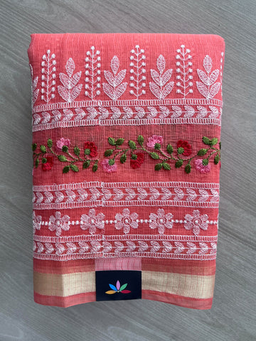Machine Embroidered Blended Kota Saree - 35674