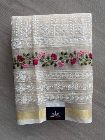 Machine Embroidered Blended Kota Saree - 35677