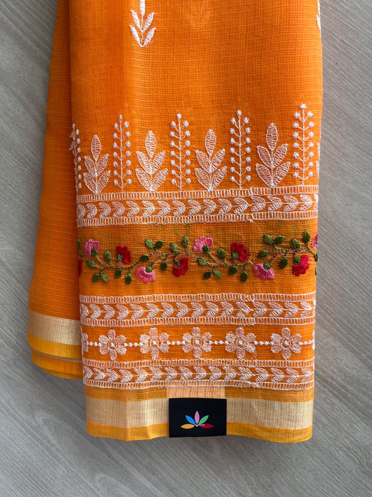 Machine Embroidered Blended Kota Saree - 35678