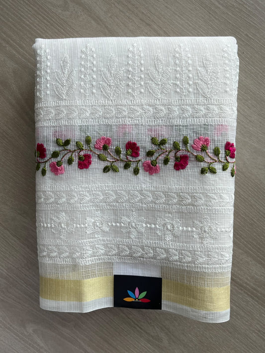 Machine Embroidered Blended Kota Saree - 35679