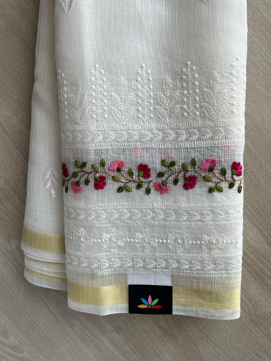 Machine Embroidered Blended Kota Saree - 35679