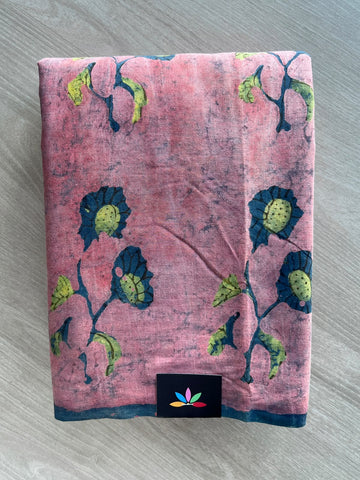 Natural Dyed Handblock Printed Mul Cotton Saree - 35695