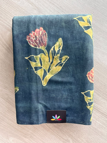 Natural Dyed Handblock Printed Mul Cotton Saree - 35697