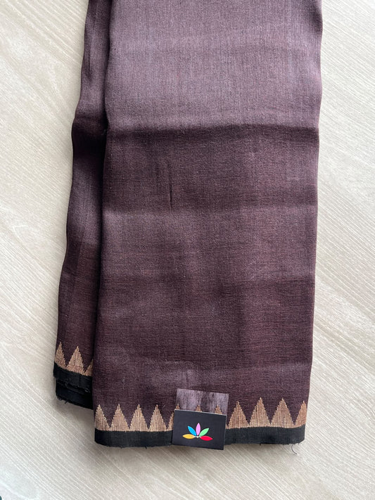 Temple Border Handloom Linen Saree - 35750